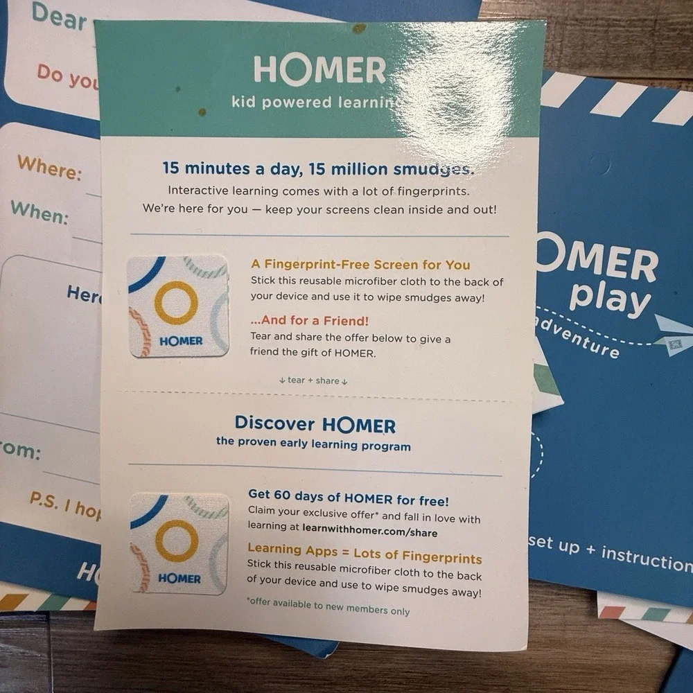 HOMER Mail Adventure Learn And Play Writing Activity Set Age 3-6 Incomplete
